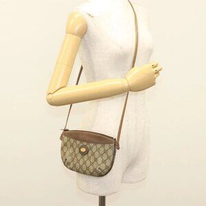 GUCCI GG Supreme Shoulder Bag PVC Beige Gold